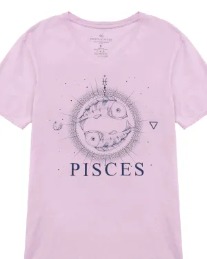 Pisces Zodiac Graphic V-Neck T-Shirt | XS-2XL