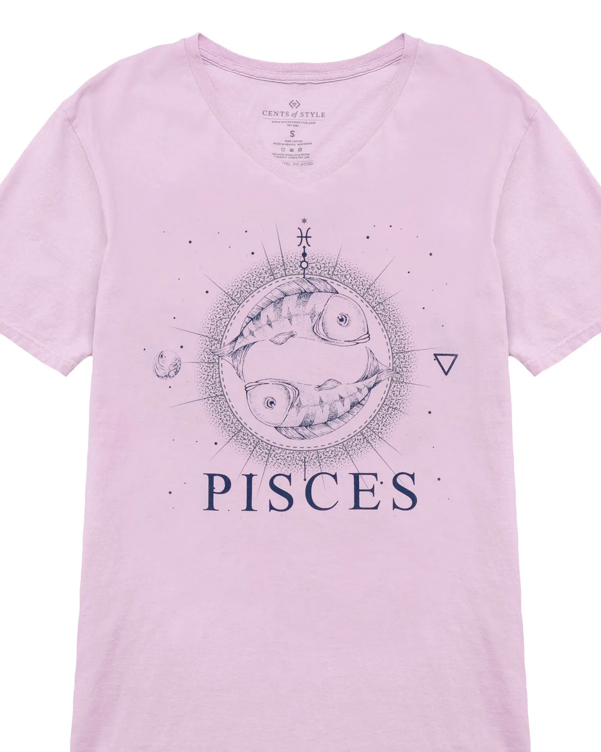 Pisces Zodiac Graphic V-Neck T-Shirt | XS-2XL