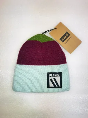 PLANKS Youth Fleece Lined Beanie - Army/Maroon/Light Blue