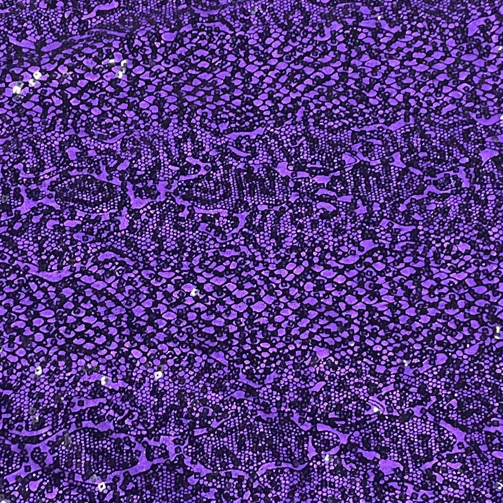 Purple Sequins Embroidery Knitted Lycra Fabric