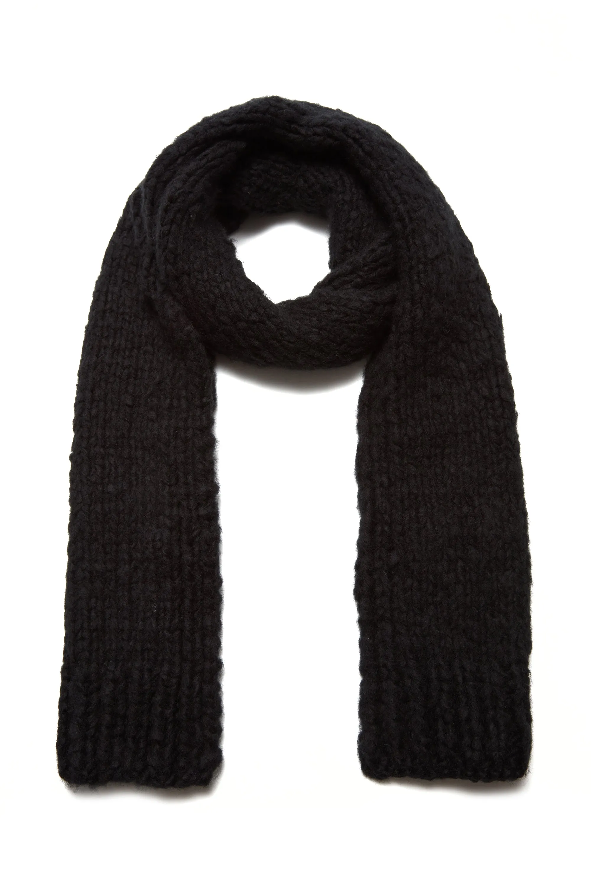 Pyke Knit Scarf in Black Welfat Cashmere