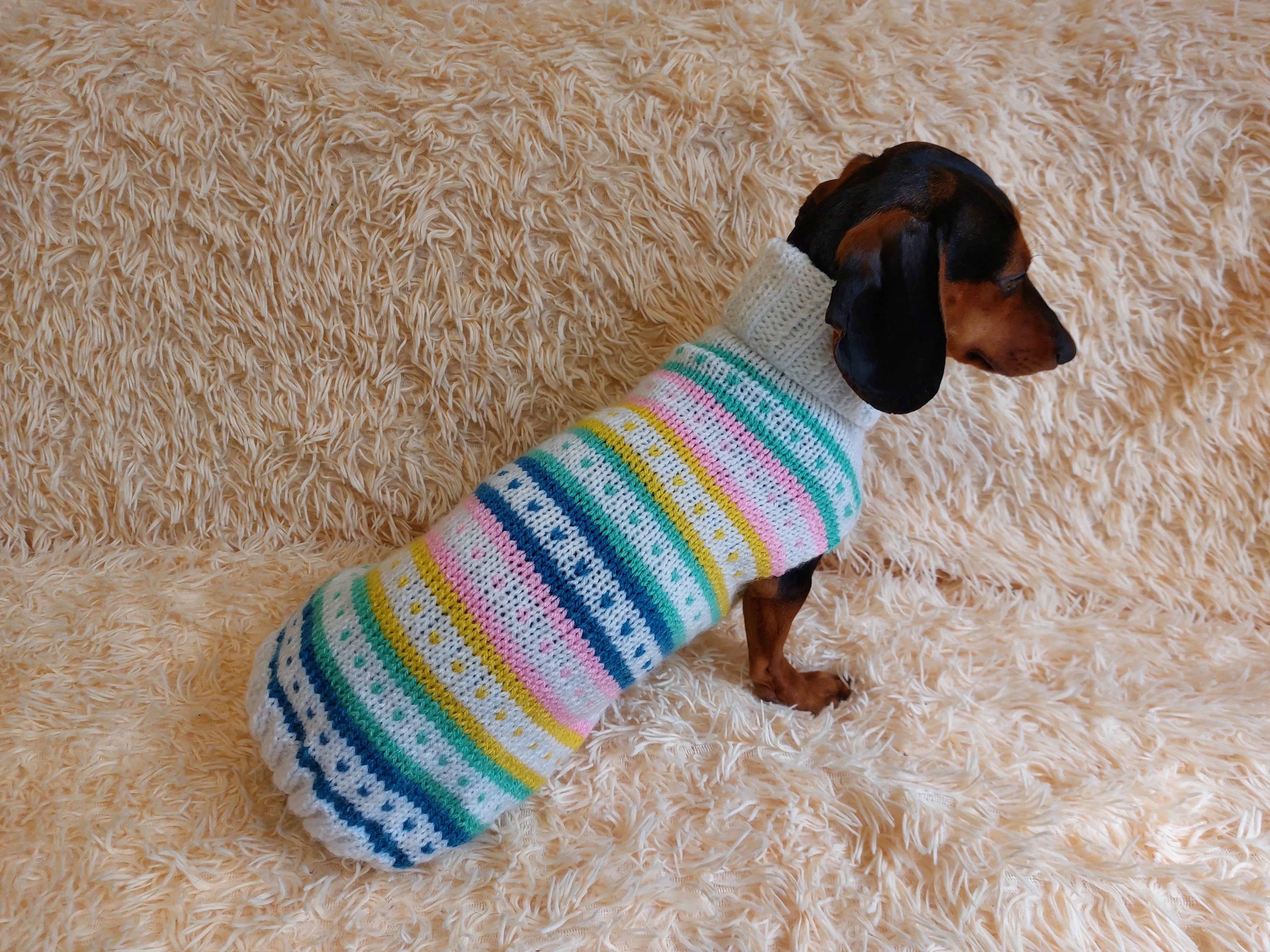 Rainbow Striped Pet Clothes,Knitted Vest Sweater Coat for Dogs,Clothes Candy for Photo Props or Dog Gift