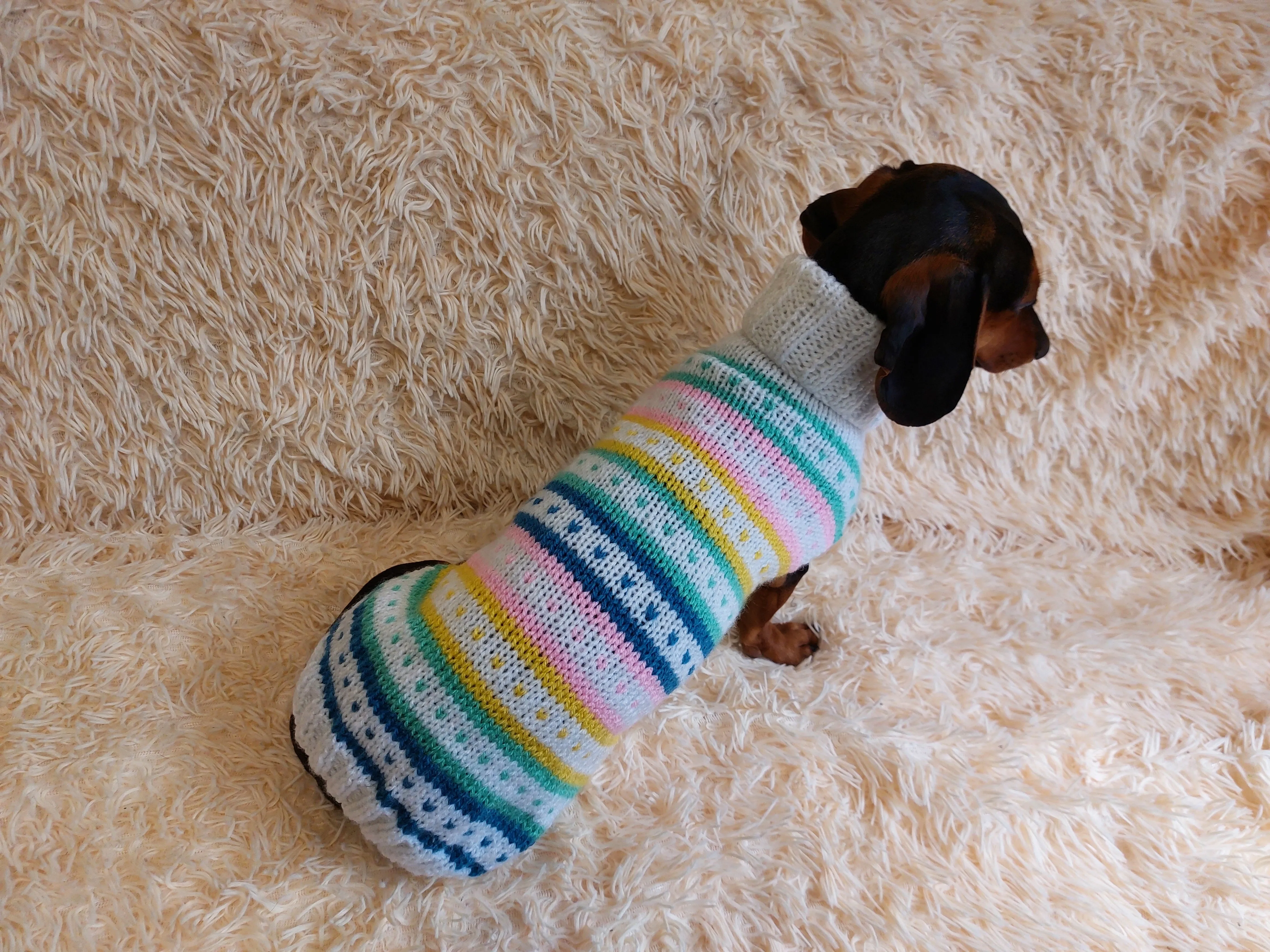 Rainbow Striped Pet Clothes,Knitted Vest Sweater Coat for Dogs,Clothes Candy for Photo Props or Dog Gift