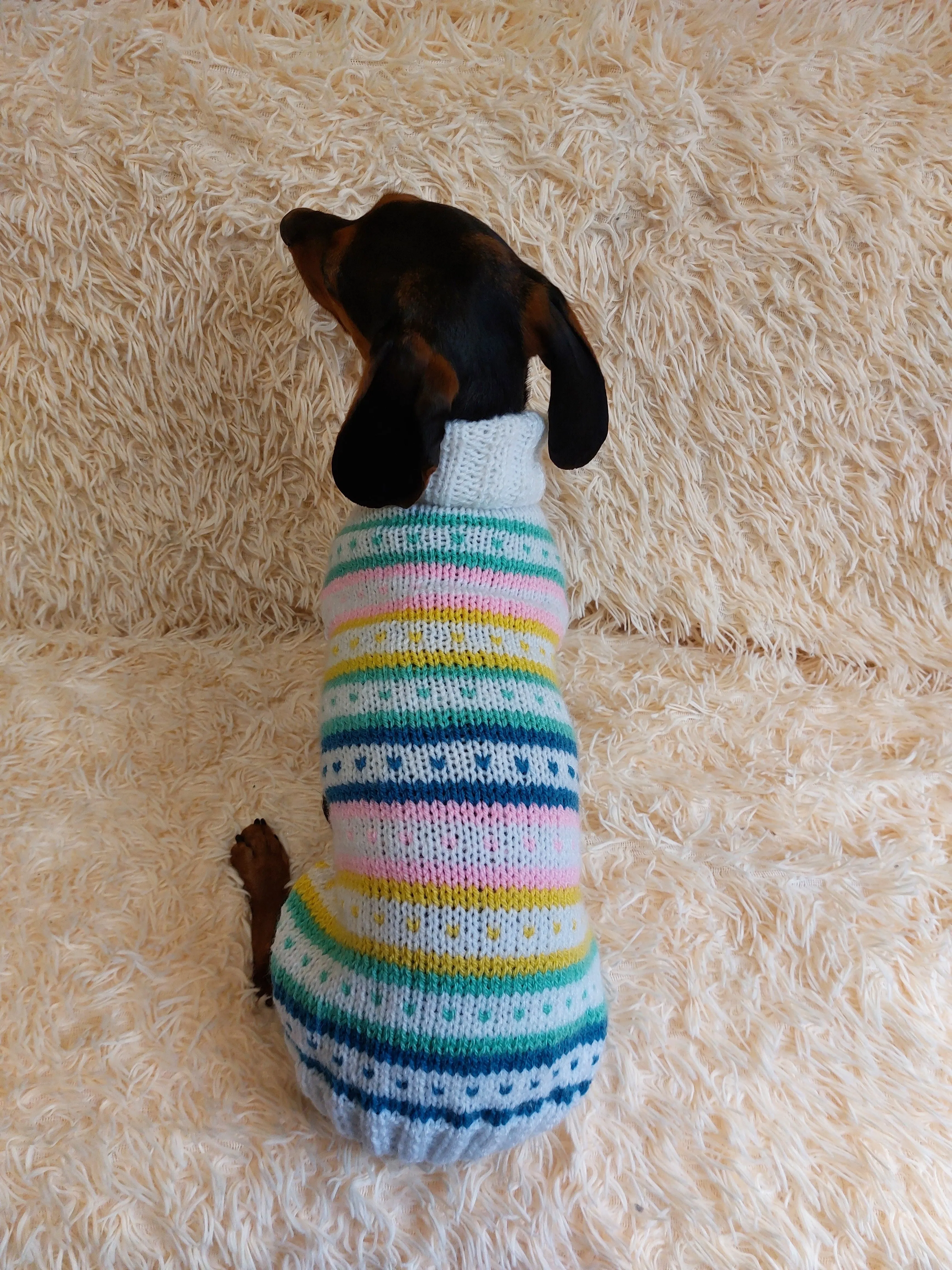 Rainbow Striped Pet Clothes,Knitted Vest Sweater Coat for Dogs,Clothes Candy for Photo Props or Dog Gift