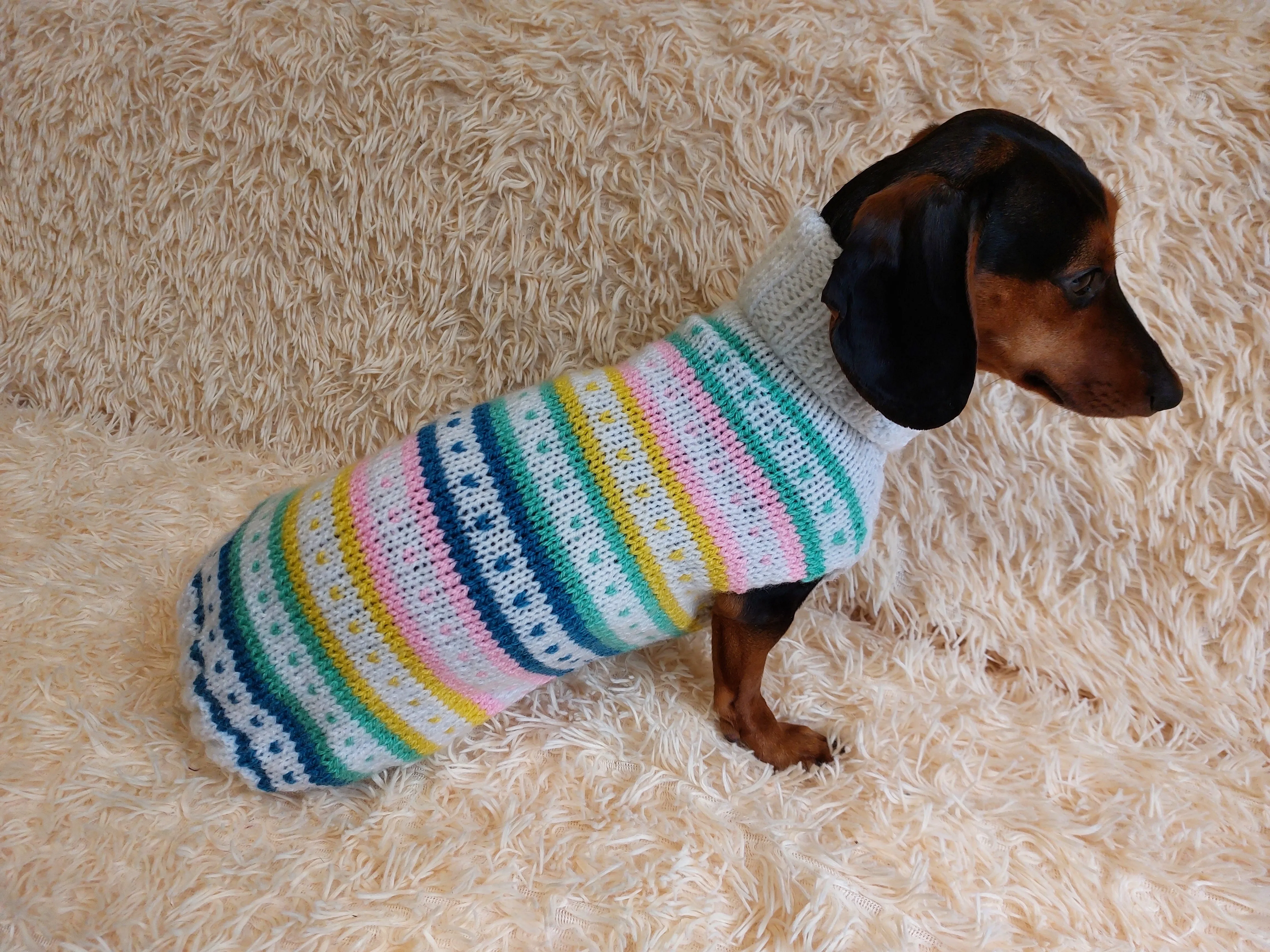 Rainbow Striped Pet Clothes,Knitted Vest Sweater Coat for Dogs,Clothes Candy for Photo Props or Dog Gift