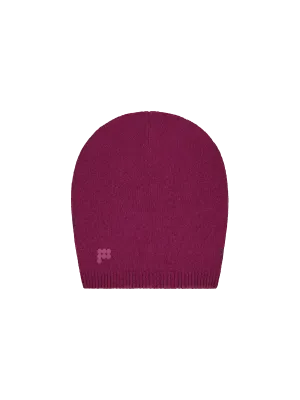 Recycled Cashmere Beanie—plum purple