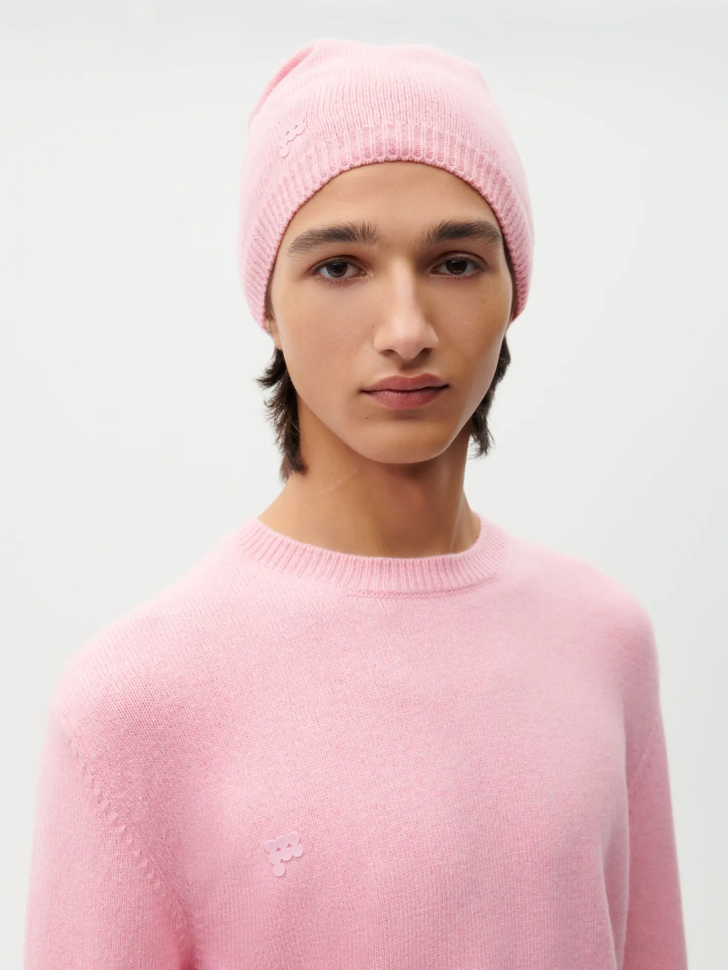 Recycled Cashmere Beanie—sakura pink