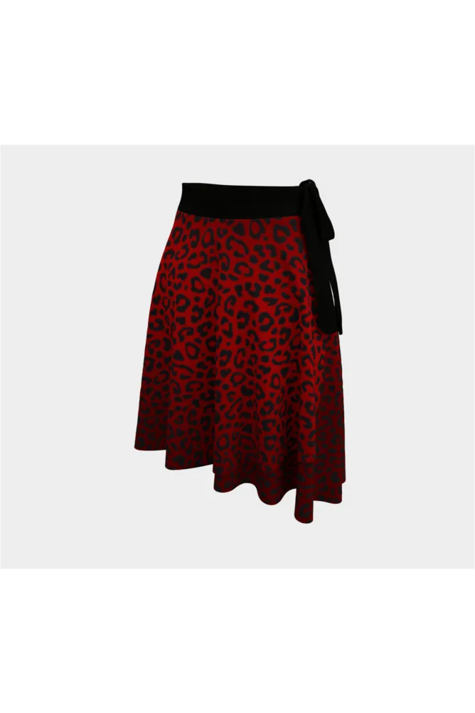 Red Leopard Print Wrap Skirt