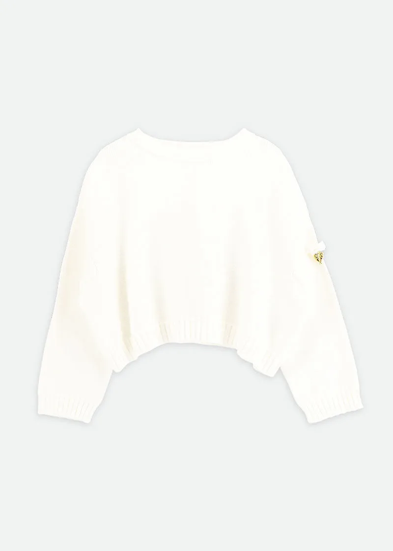 Roberta Cropped Jumper with Wings Snowdrop