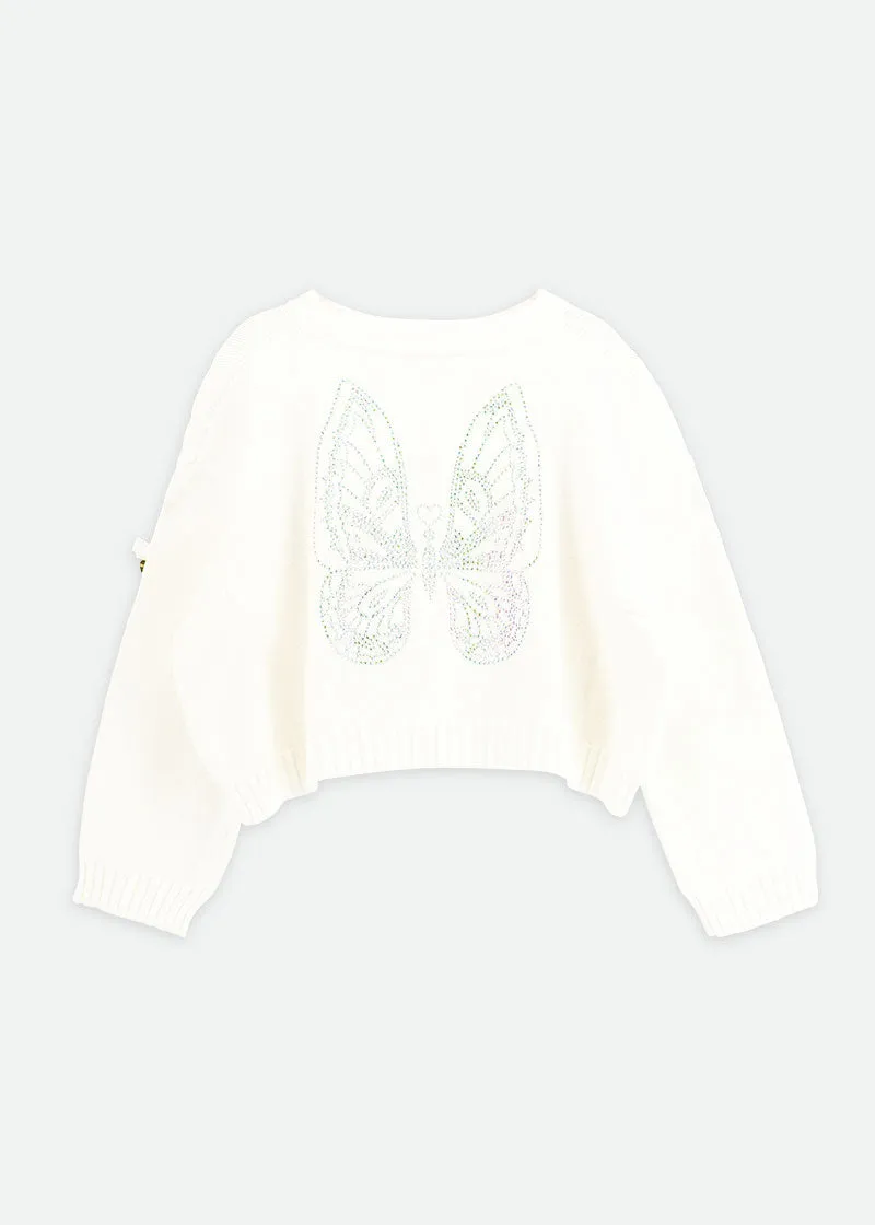 Roberta Cropped Jumper with Wings Snowdrop