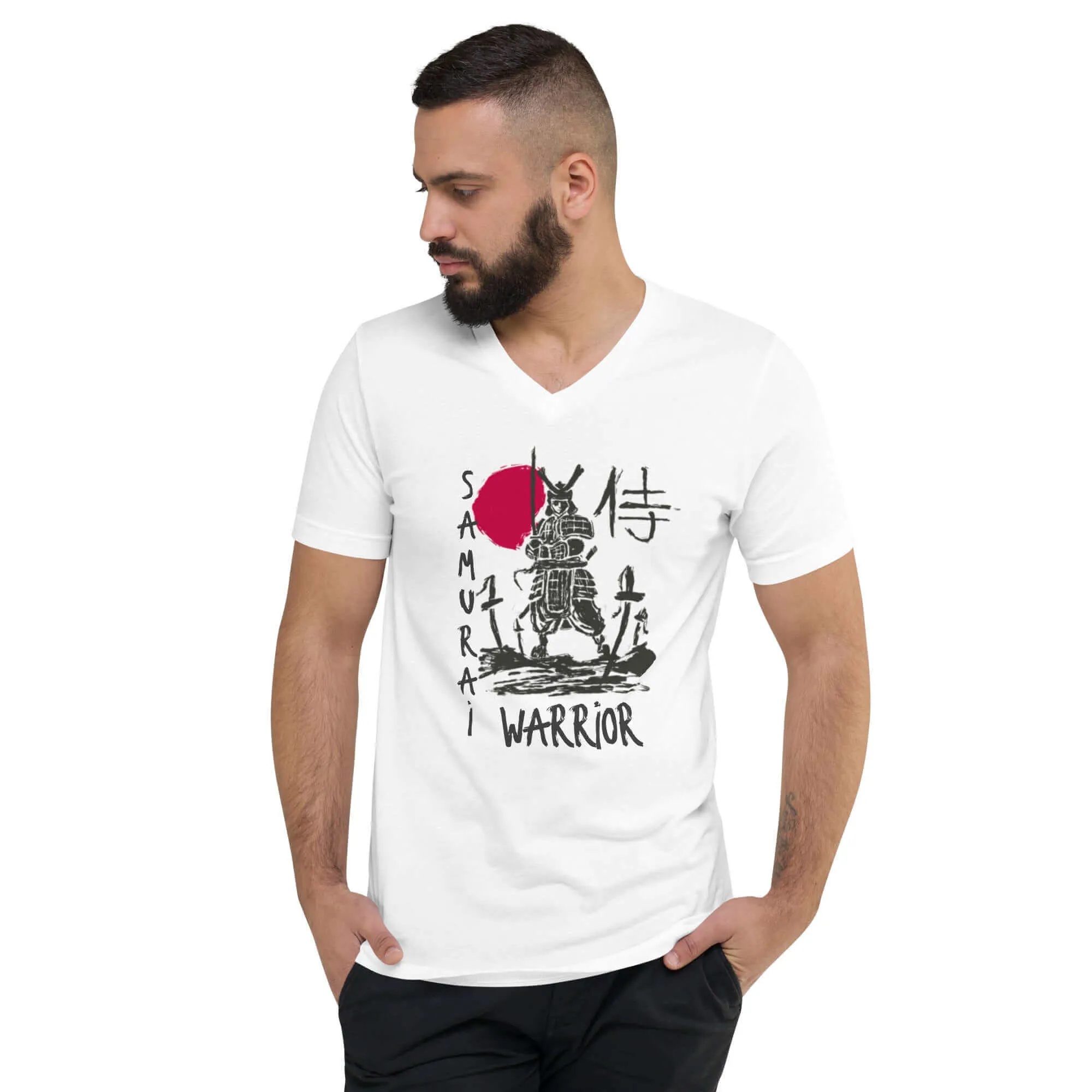 Samurai Warrior Short Sleeve V-Neck T-Shirt