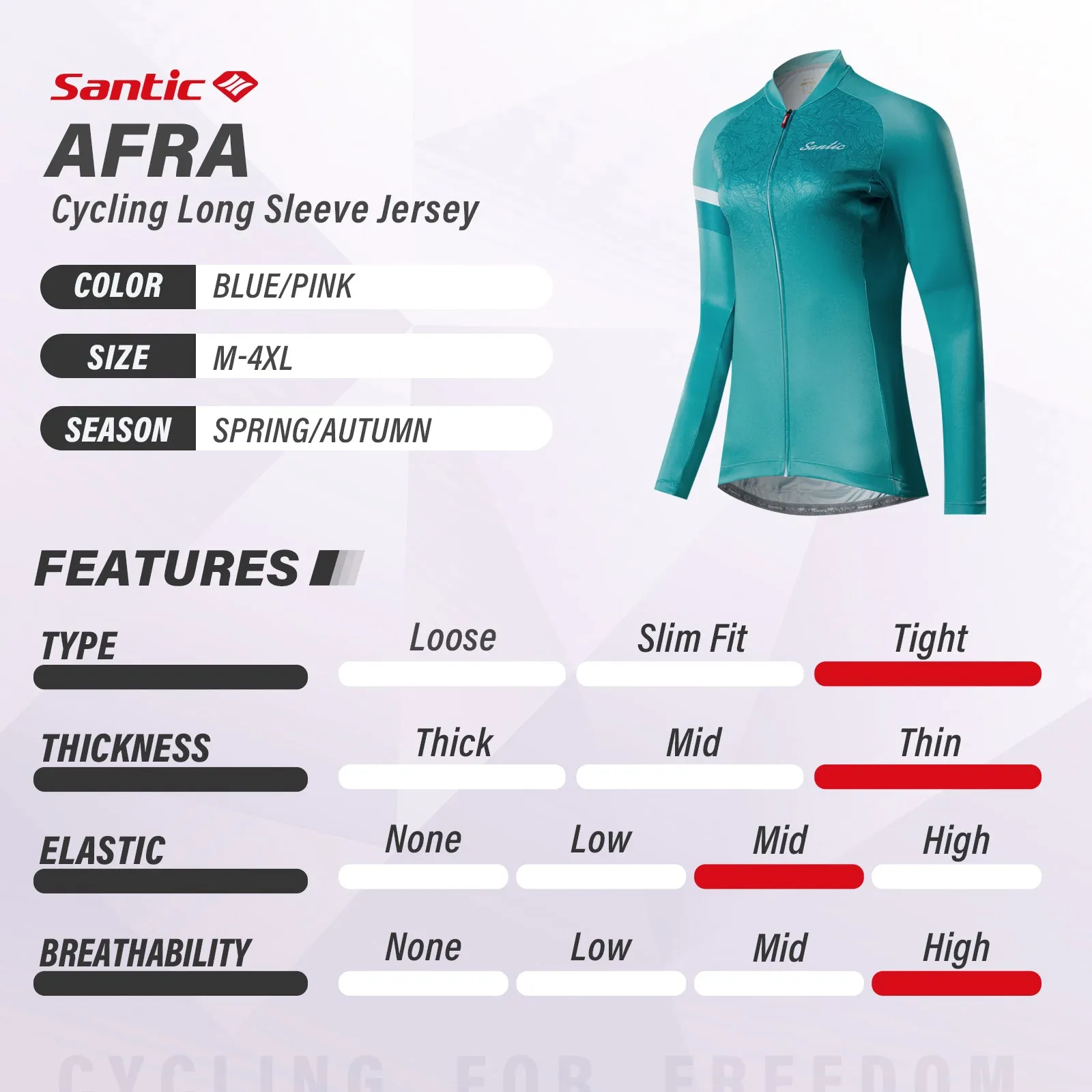 Santic Afra Blue Women Jersey Long Sleeve