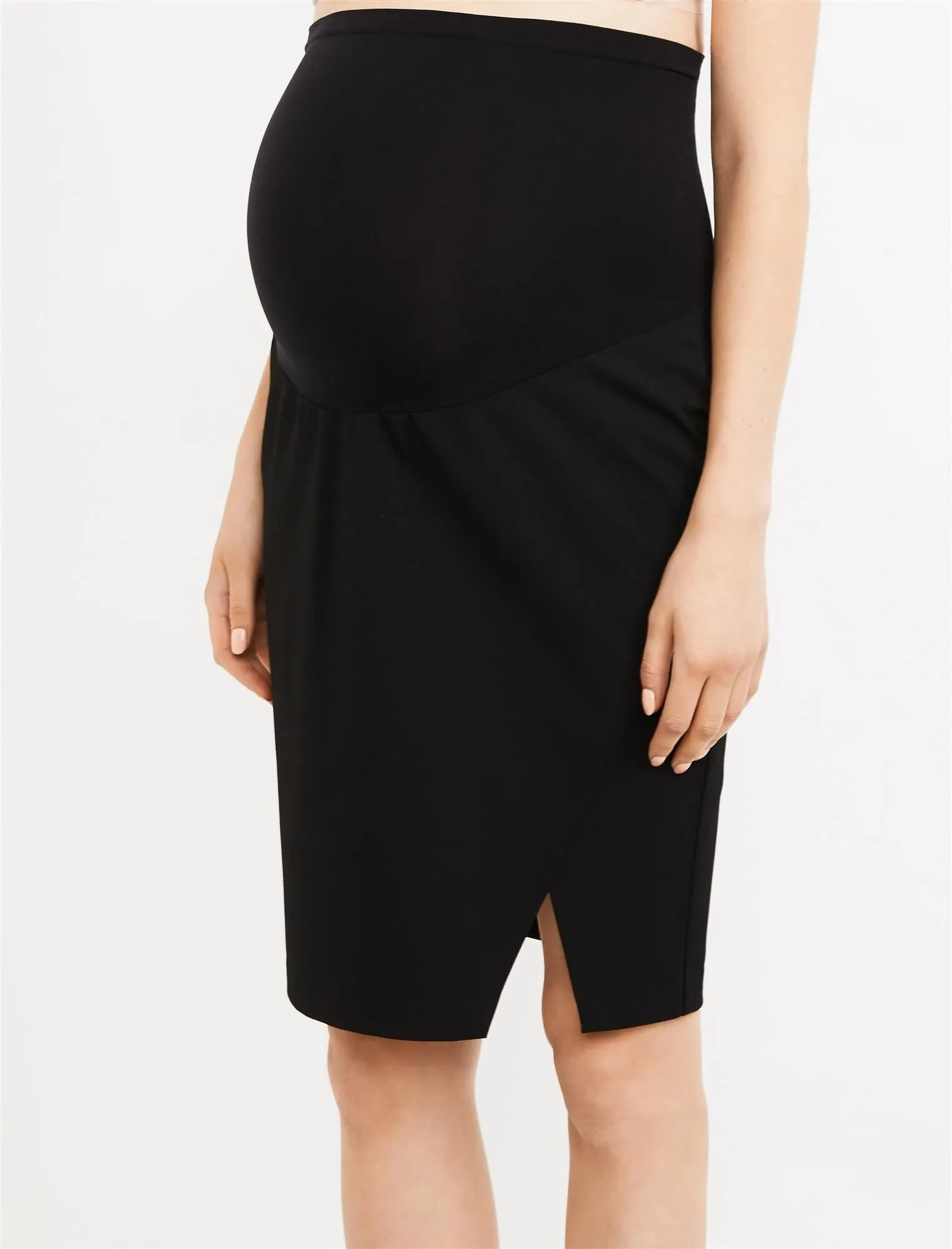 Secret Fit Belly Suiting Pencil Fit Maternity Skirt in Black