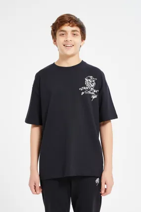 Senior Boys Black Lion Oversize T-Shirt