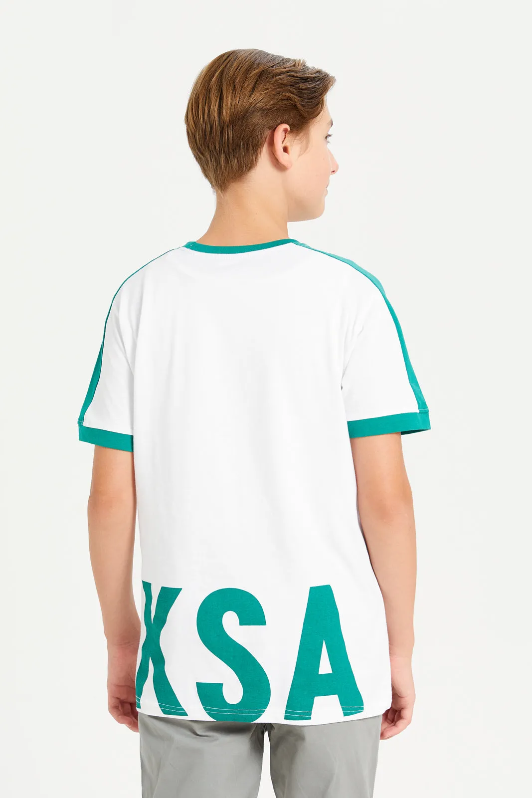 Senior Boys White KSA Printed T-Shirt