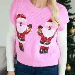 Sequin Santa Sweater Vest