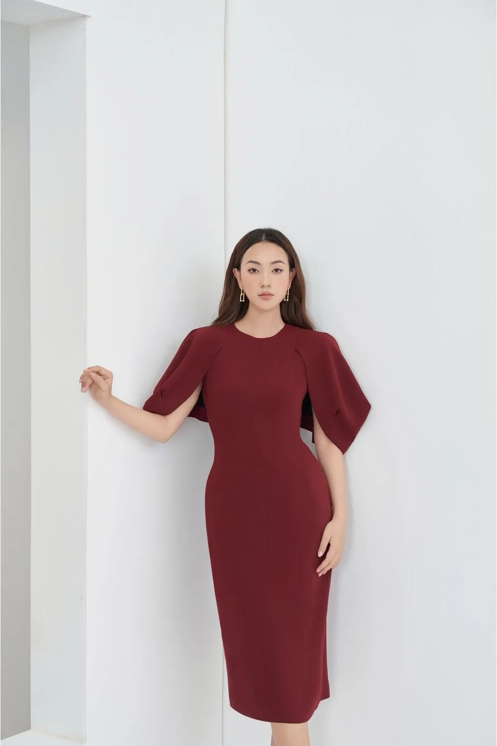 Shirina Cape Shoulders Dress