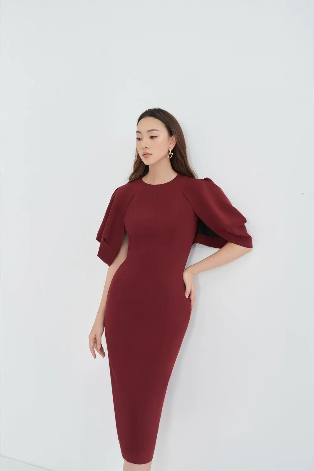 Shirina Cape Shoulders Dress