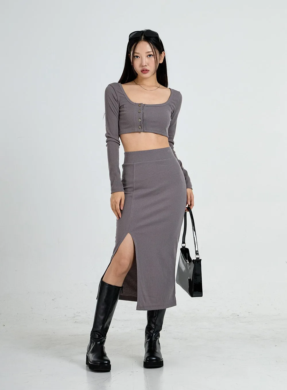 Side Cut Long Pencil Skirt CO13