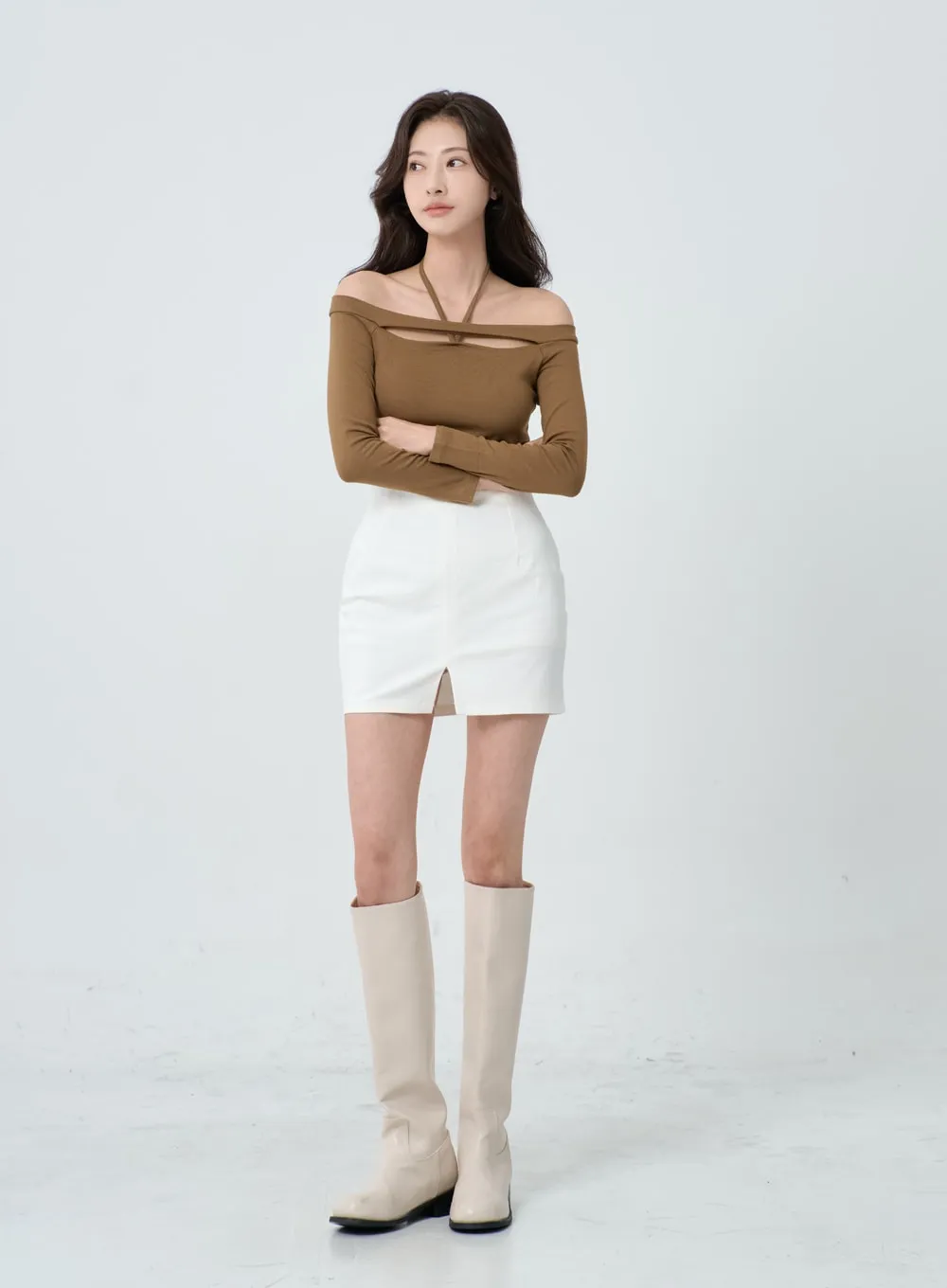 Simple High Waist Pencil Mini Skirt IO19