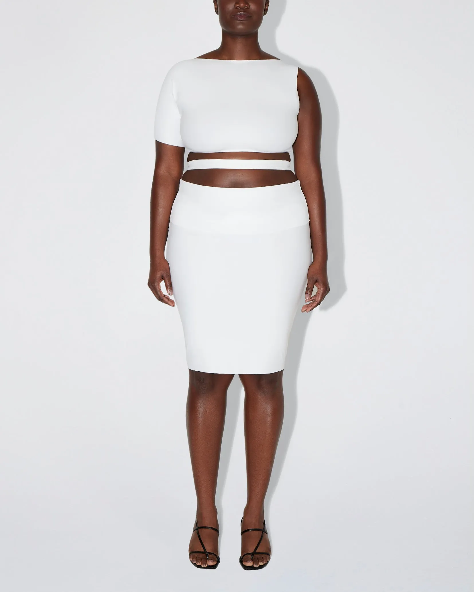 Sleek Stretch Cutout Skirt | Bright White