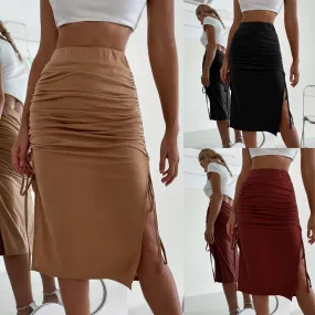 Slit Drawstring Pencil Skirts