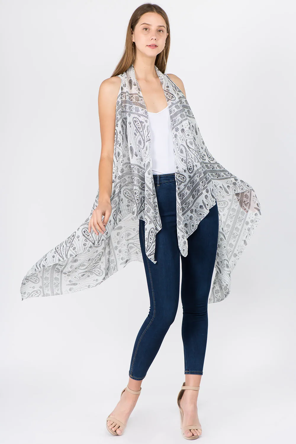 SN-1C23 chiffon paisley design vest