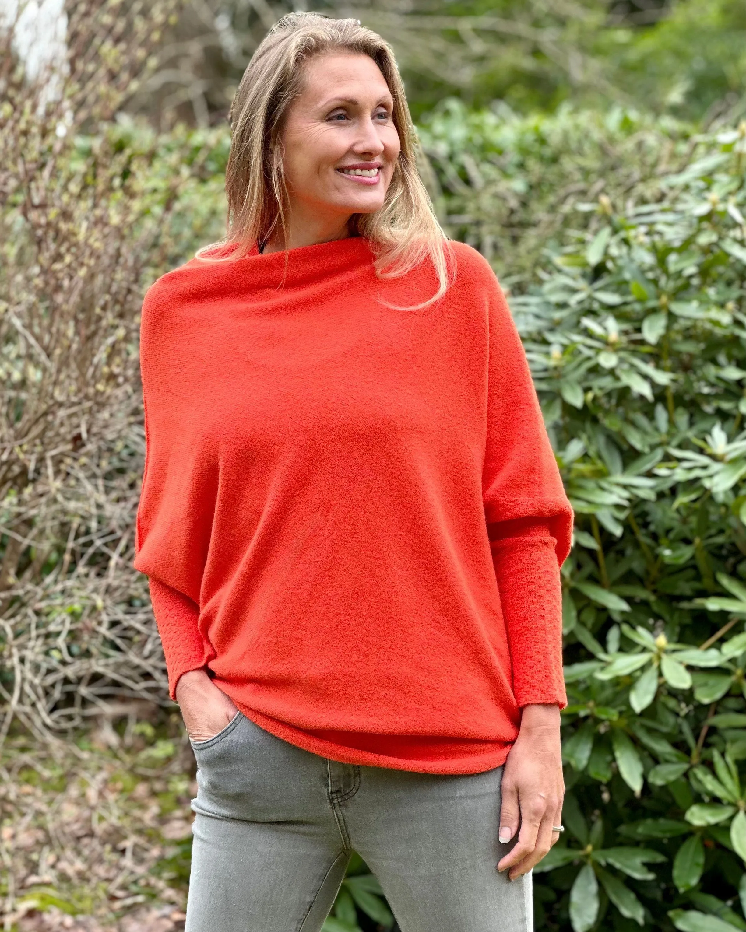 Soft Knit Asymmetric Jumper - Dark Orange