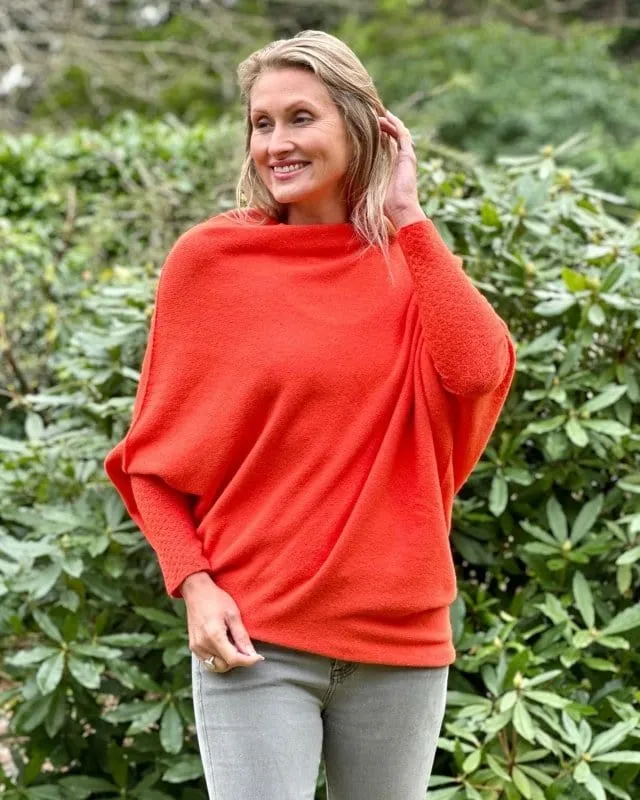 Soft Knit Asymmetric Jumper - Dark Orange