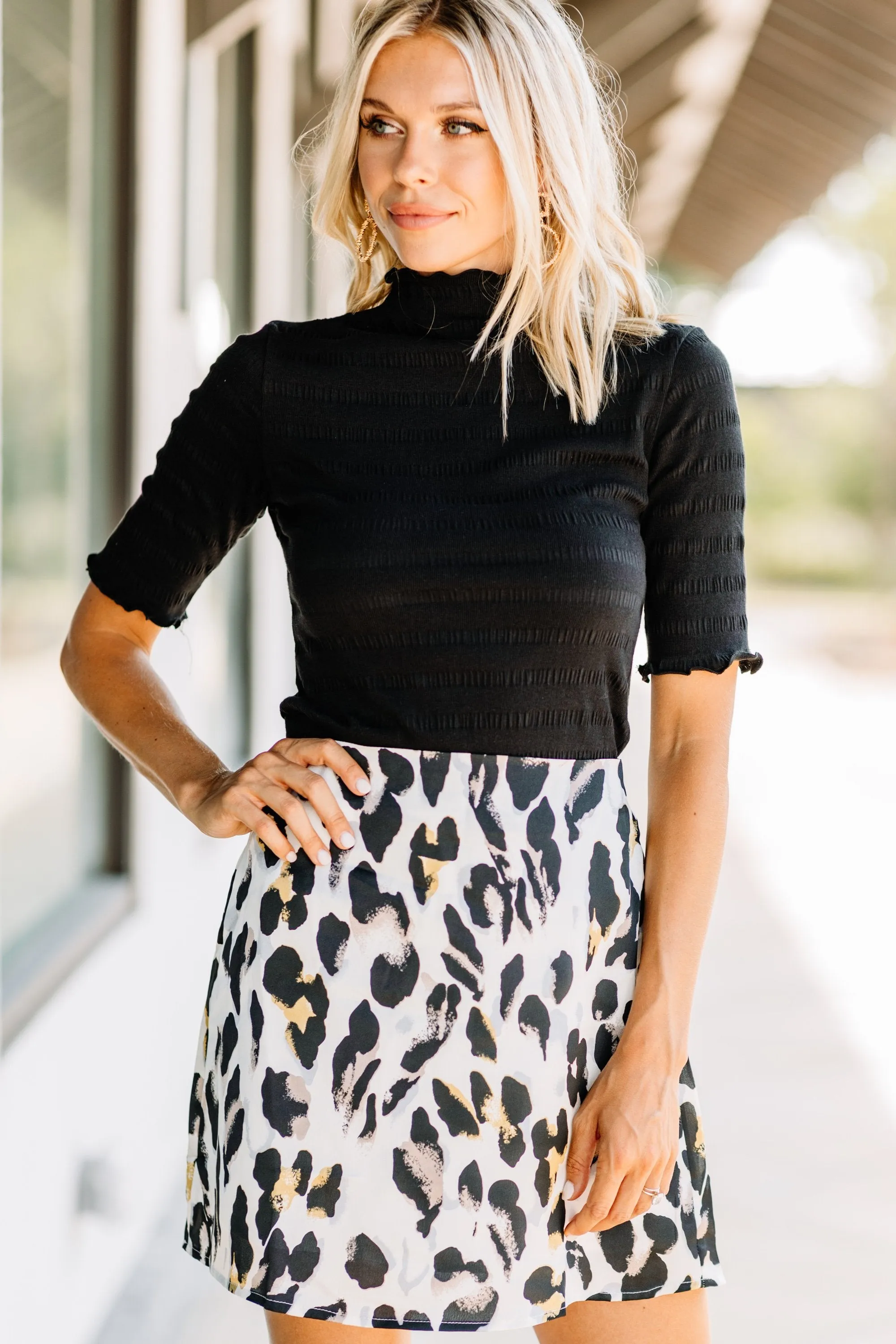 Something To Think About Cream White Leopard Skirt