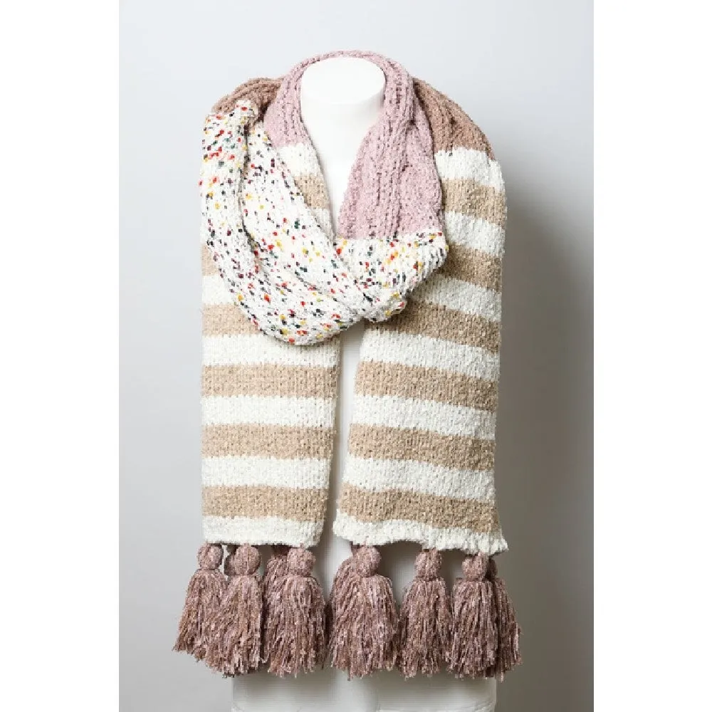 Speckle Stripe Tassel Scarf