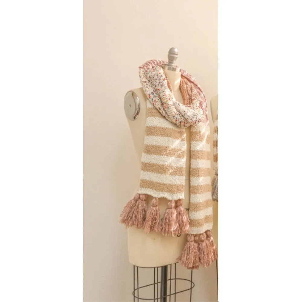 Speckle Stripe Tassel Scarf