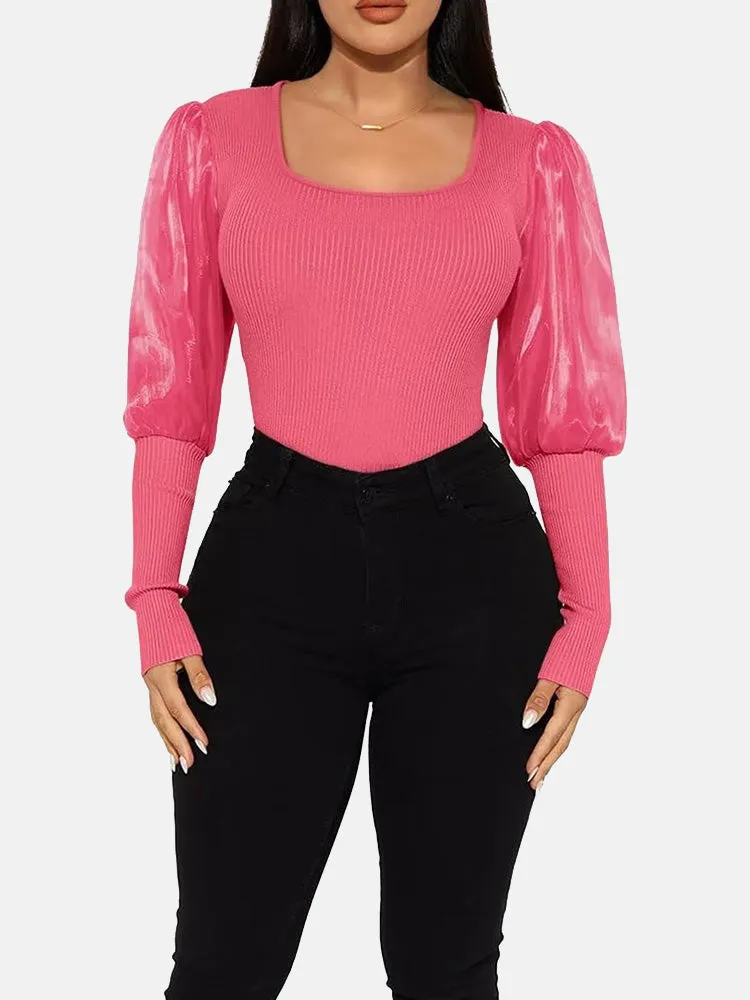 Square Neck Puff Sleeve Top