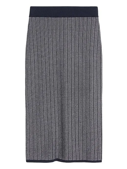 Sweater Pencil Skirt in Navy Stripe