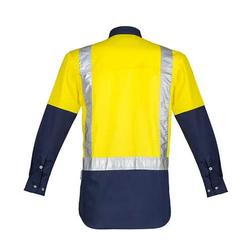 Syzmik Workwear | Mens Hi Vis Spliced Industrial Long Sleeve Shirt - Shoulder Taped | ZW124