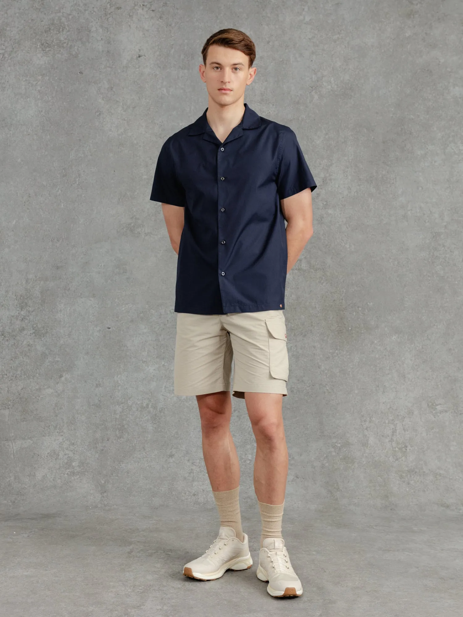 The Cotton Cuban Collar Shirt - Ink