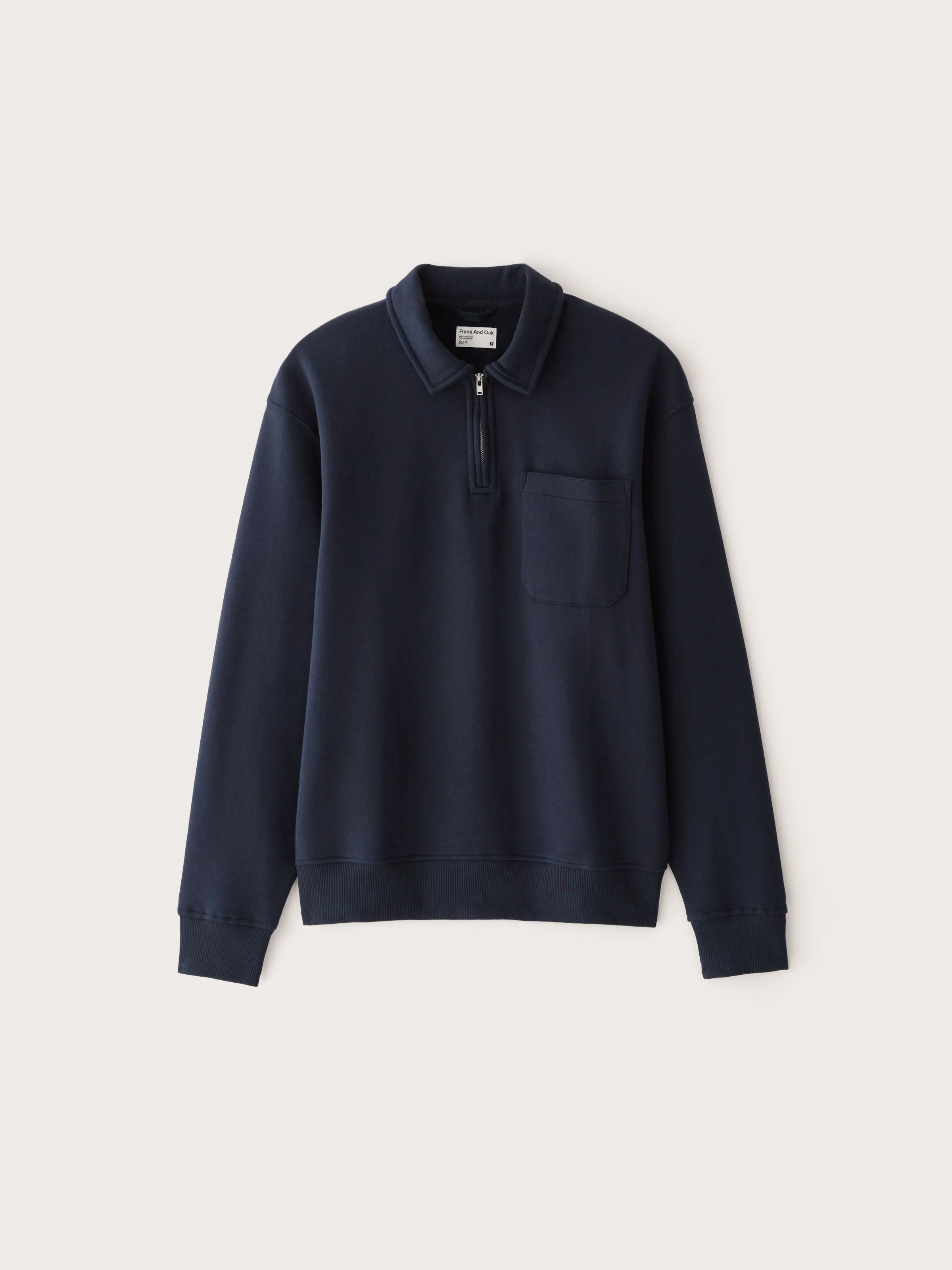 The Half-Zipped French Fleece Pullover in Night Sky Blue