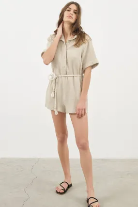 THE HAND LOOM Mia Romper - Oatmeal