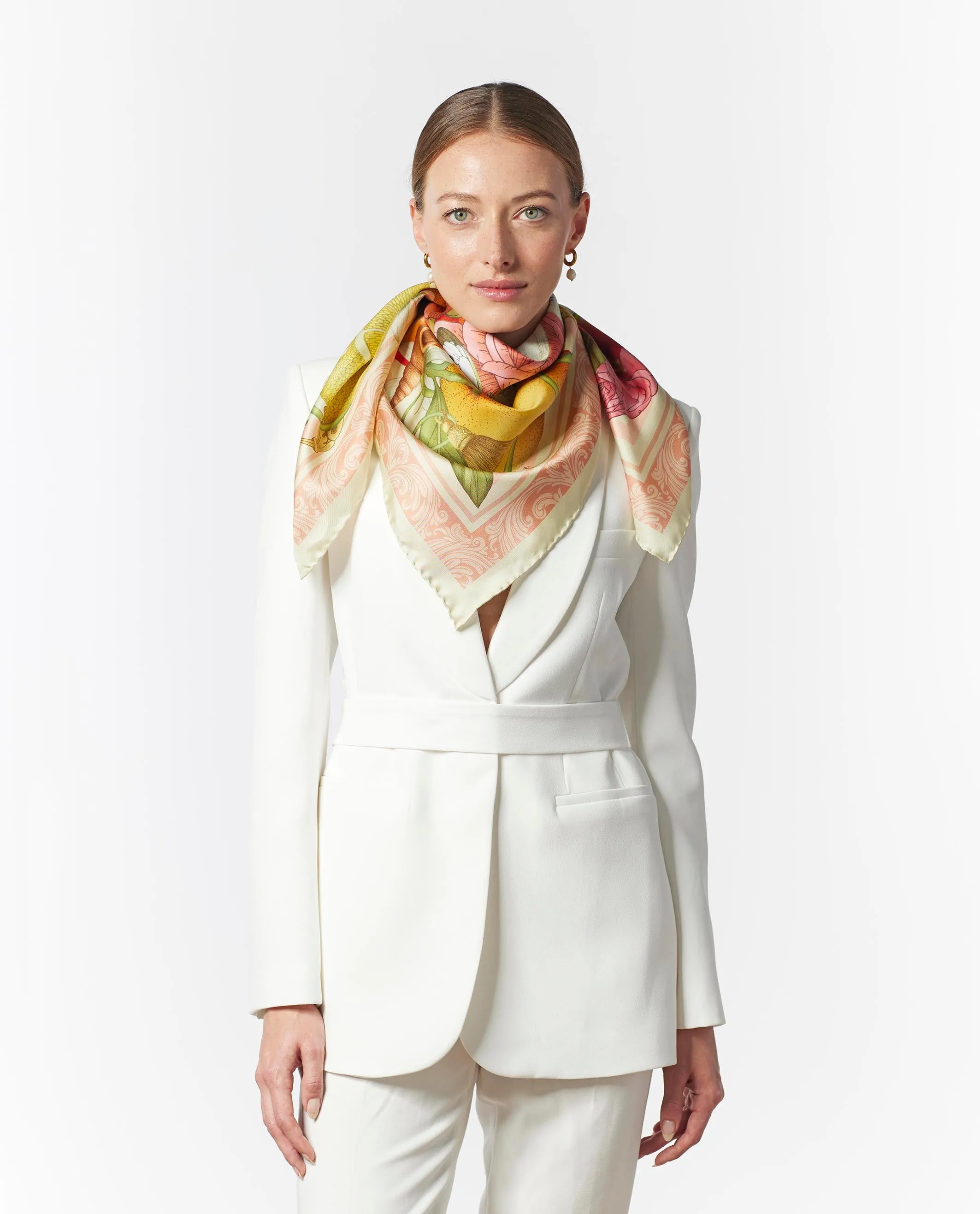 The Rose & Lemon Silk Neckerchief | 45x45cm