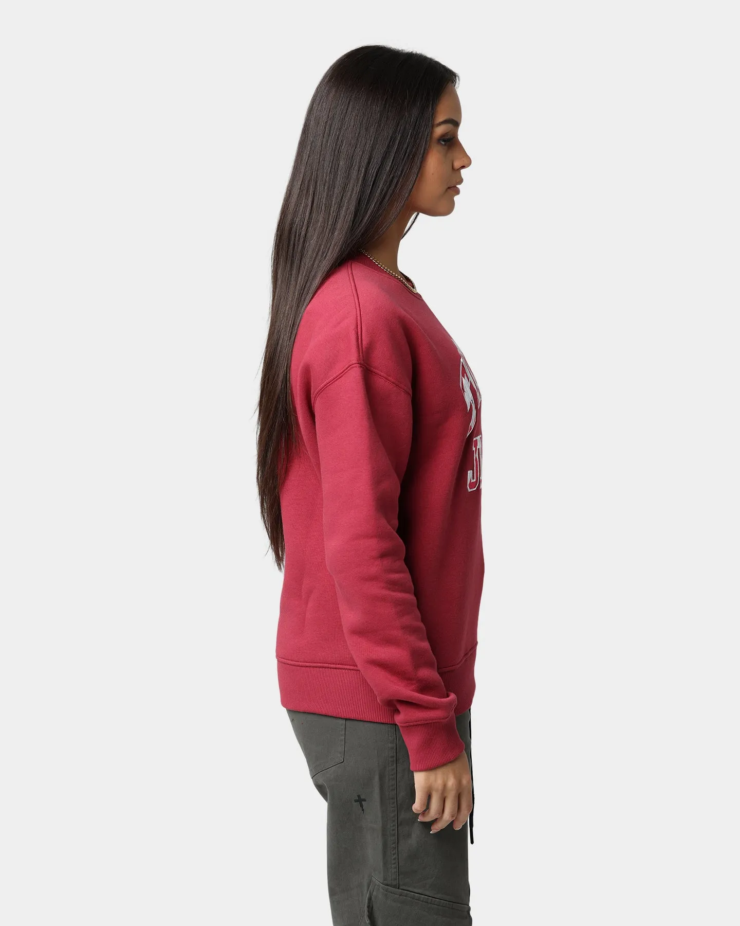 Tommy Jeans Women's Boxy Argyle Crewneck Cranberry