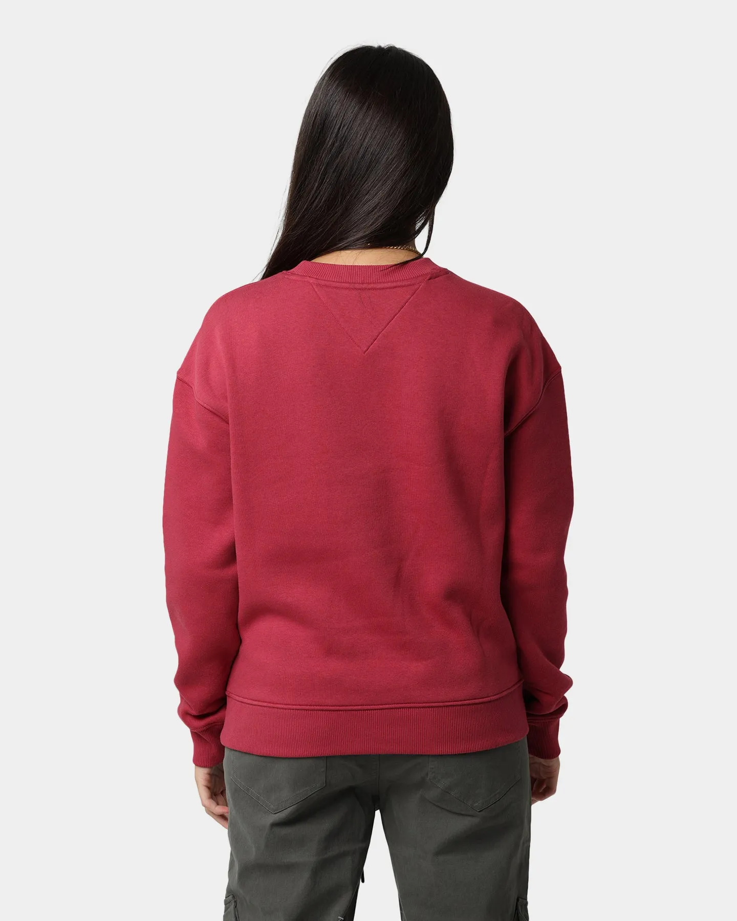 Tommy Jeans Women's Boxy Argyle Crewneck Cranberry