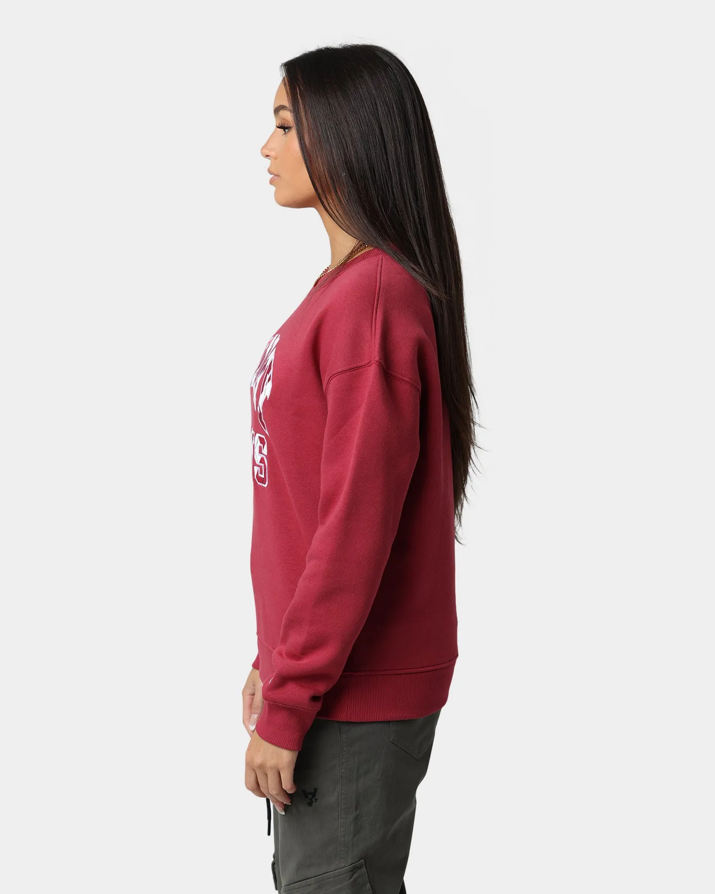 Tommy Jeans Women's Boxy Argyle Crewneck Cranberry