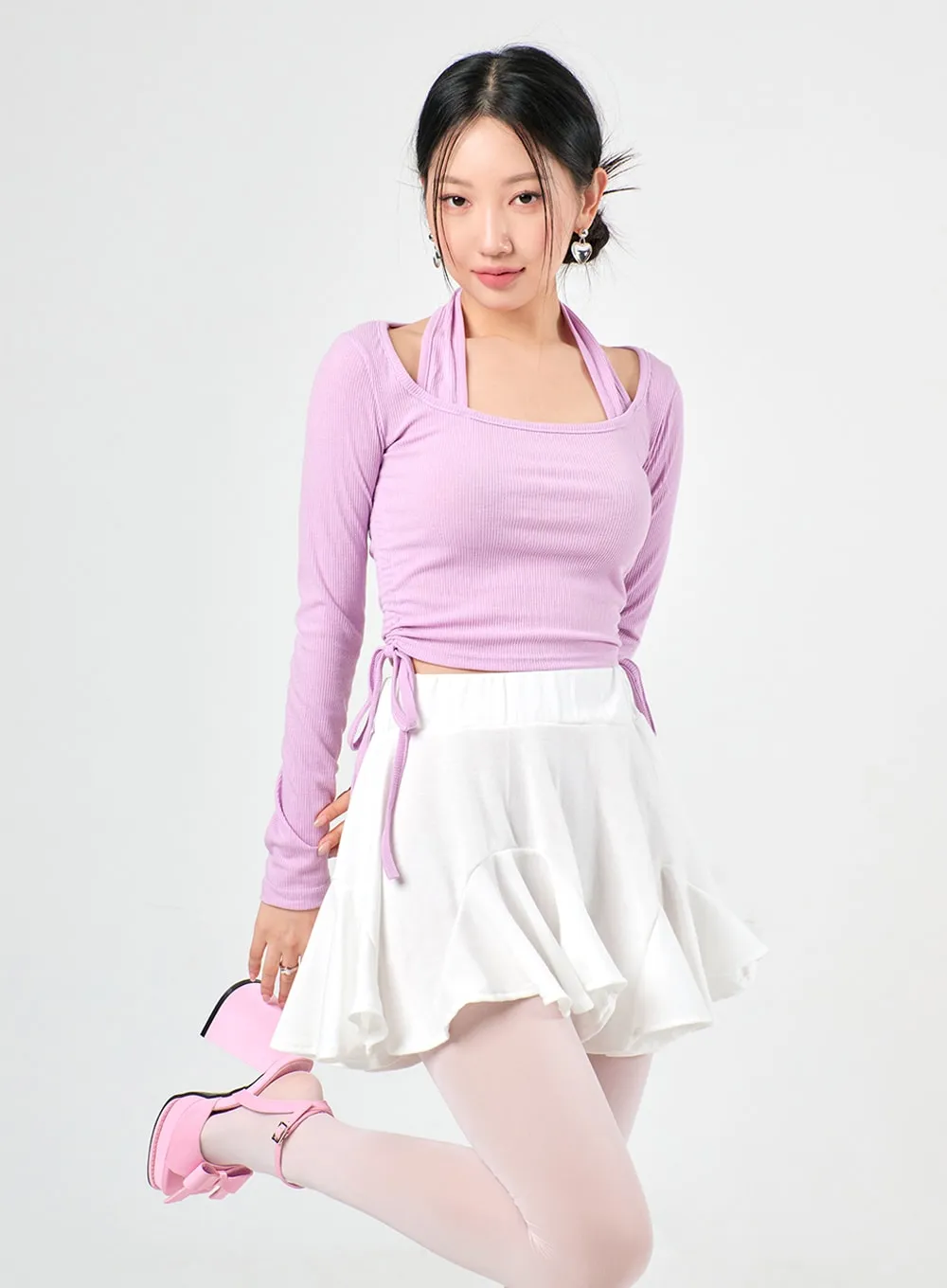 U-Neck Layered Crop Top IJ430