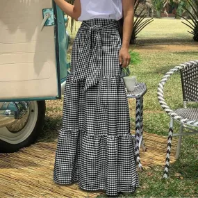 Vintage High Waist Maxi Plaid Skirt - Culture Heaven Special