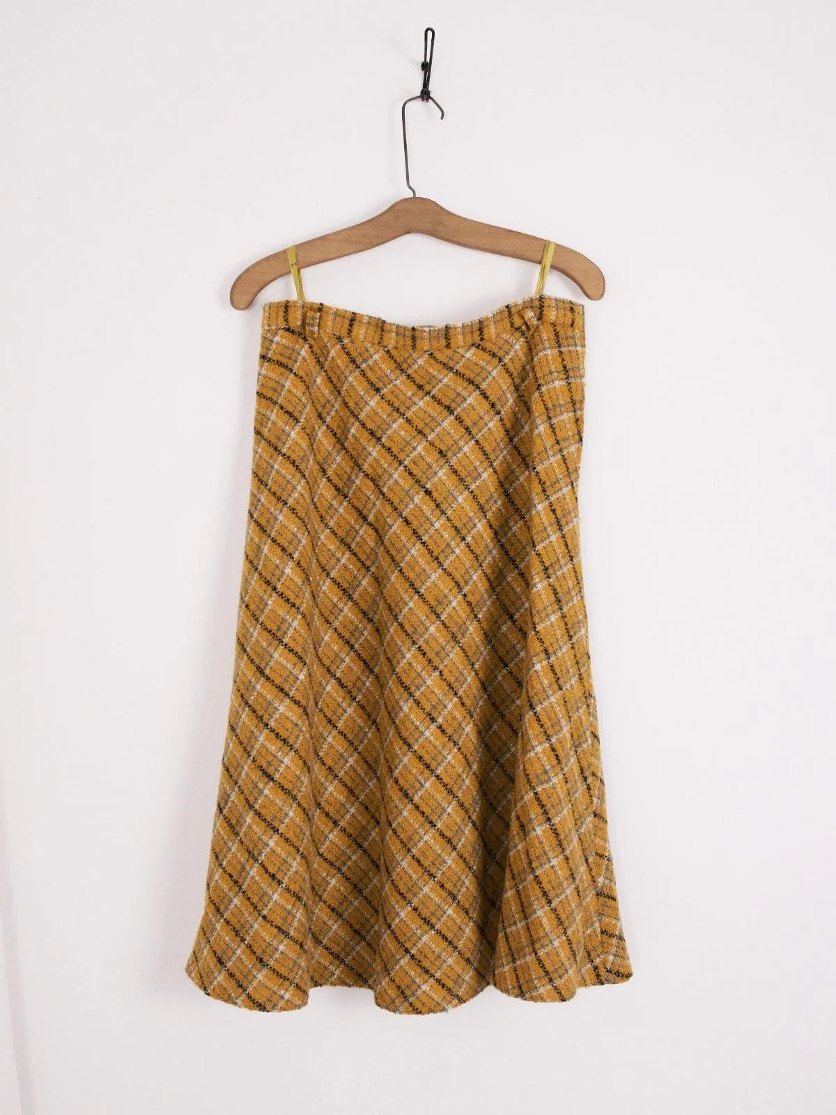 Vintage Tumeric Plaid Boucle Skirt