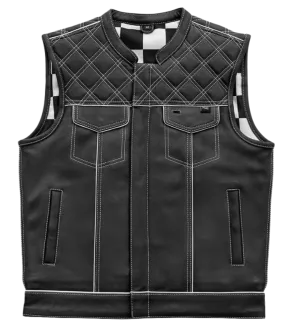 White Checker Leather Club Vest by First Mfg.