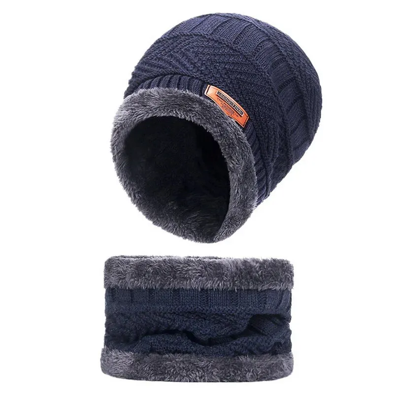 Winter Hats Knit Cap Men and Women Velvet Hat Coral Fleece Scarf Outdoor Riding Hat Warm Thickening Plus Velvet Neck Protect Cap