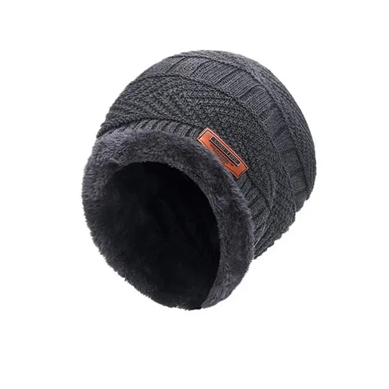 Winter Hats Knit Cap Men and Women Velvet Hat Coral Fleece Scarf Outdoor Riding Hat Warm Thickening Plus Velvet Neck Protect Cap