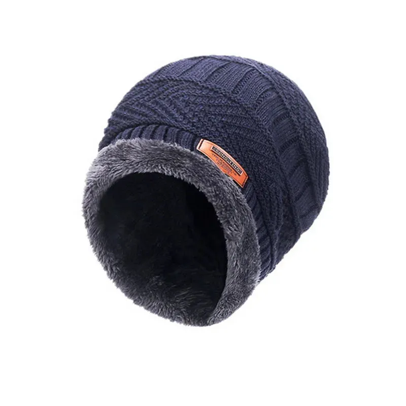 Winter Hats Knit Cap Men and Women Velvet Hat Coral Fleece Scarf Outdoor Riding Hat Warm Thickening Plus Velvet Neck Protect Cap