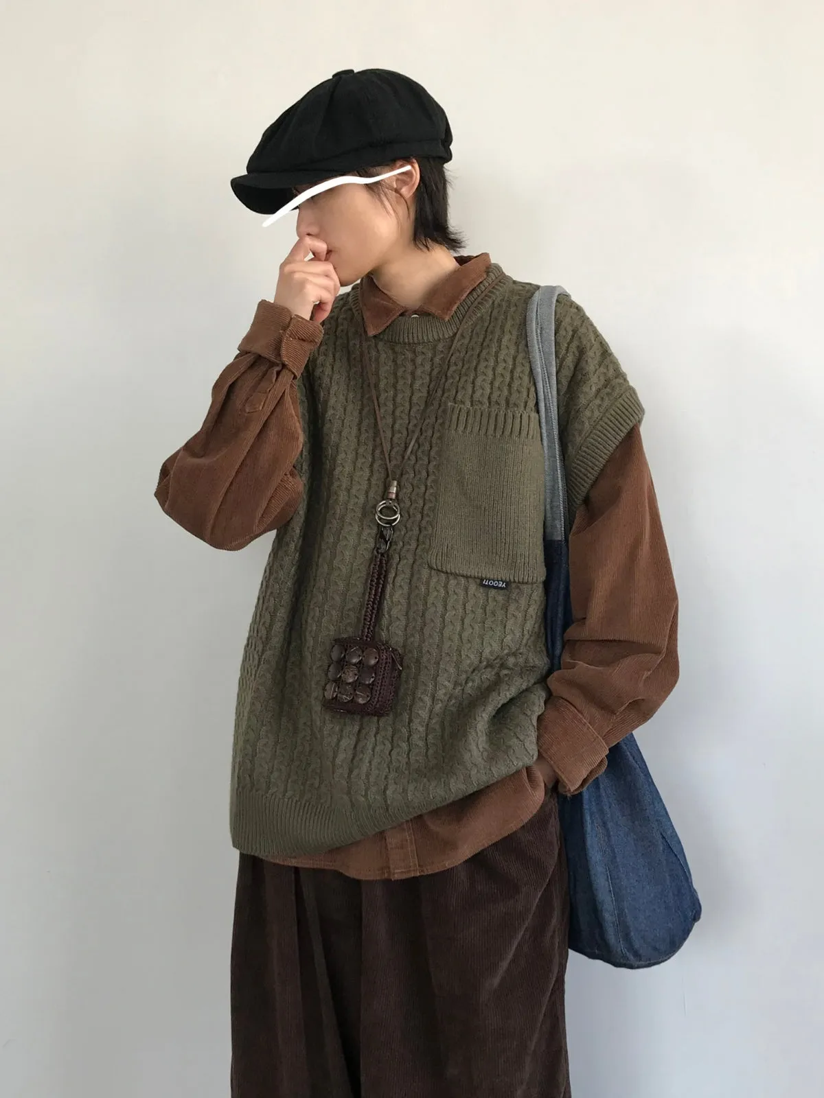 WLS Retro Knitted Loose Sweater Vest